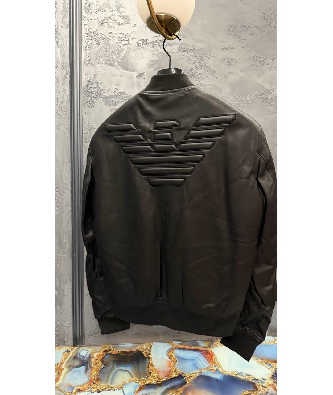 ARMANI JEANS Черная кожаная куртка, фото 2