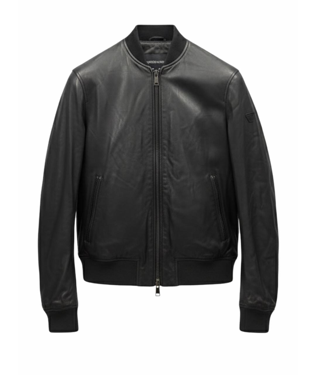 ARMANI JEANS Черная кожаная куртка, фото 1