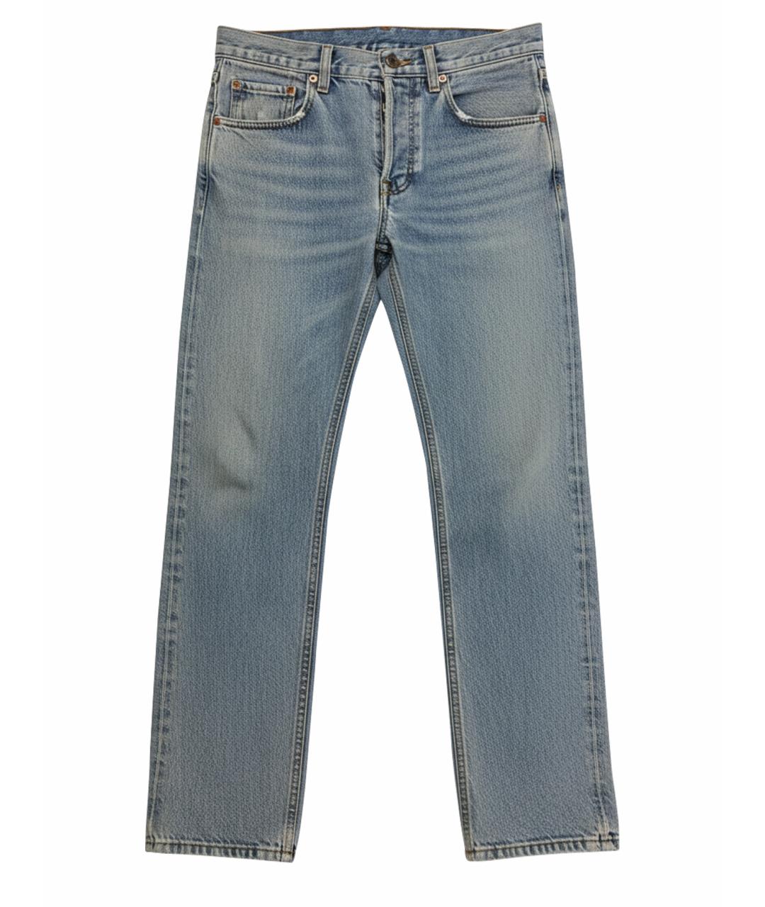 GUCCI Голубые хлопковые прямые джинсы, фото 1