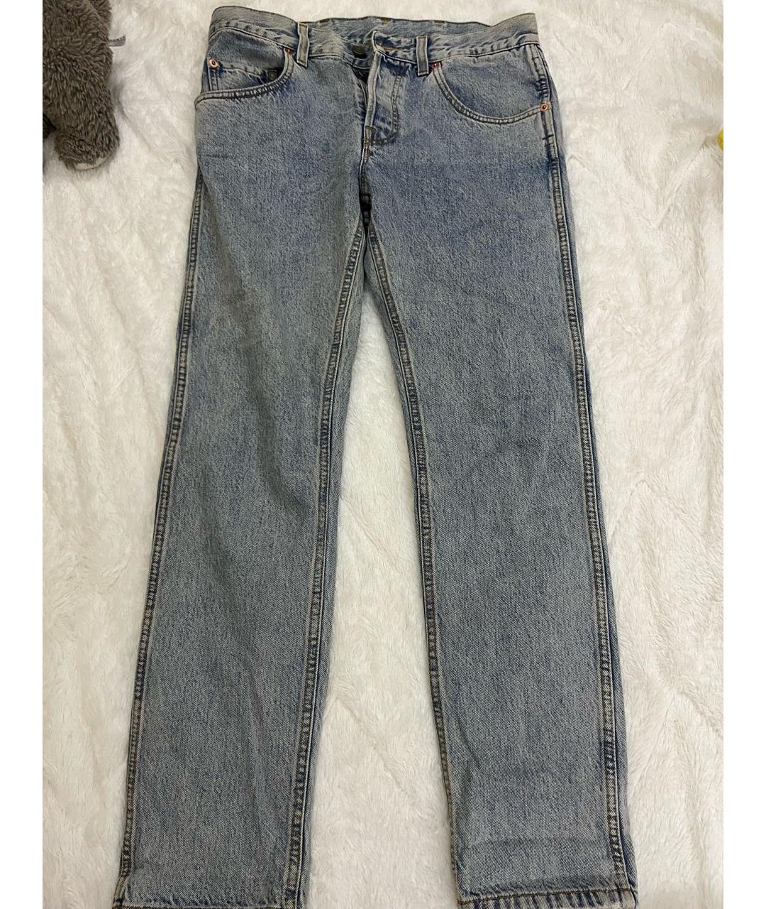 GUCCI Голубые хлопковые прямые джинсы, фото 7