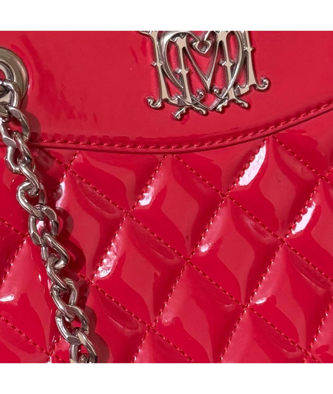 LOVE MOSCHINO Красная сумка с короткими ручками из лакированной кожи, фото 7