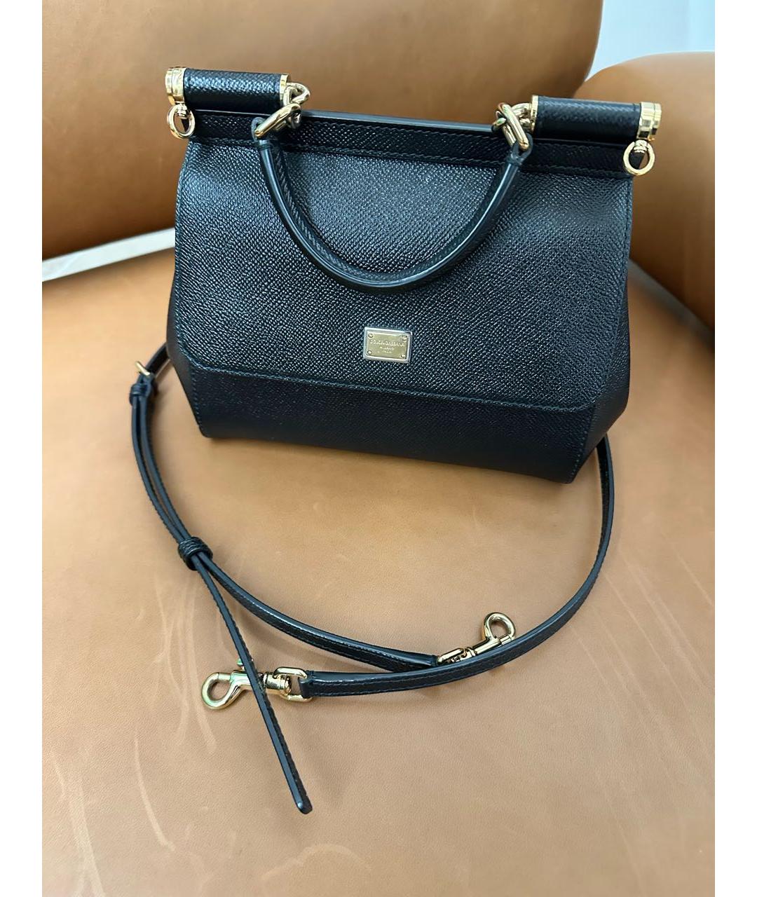 DOLCE&GABBANA Черная кожаная сумка через плечо, фото 8