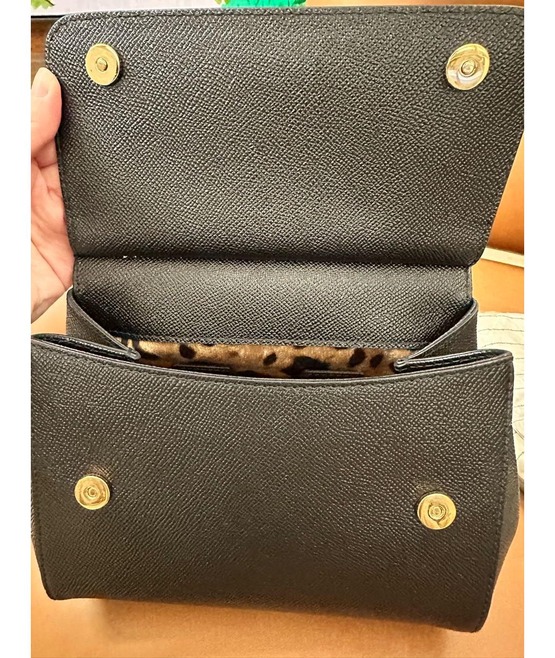 DOLCE&GABBANA Черная кожаная сумка через плечо, фото 3