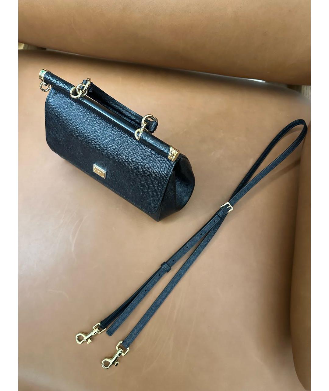 DOLCE&GABBANA Черная кожаная сумка через плечо, фото 2