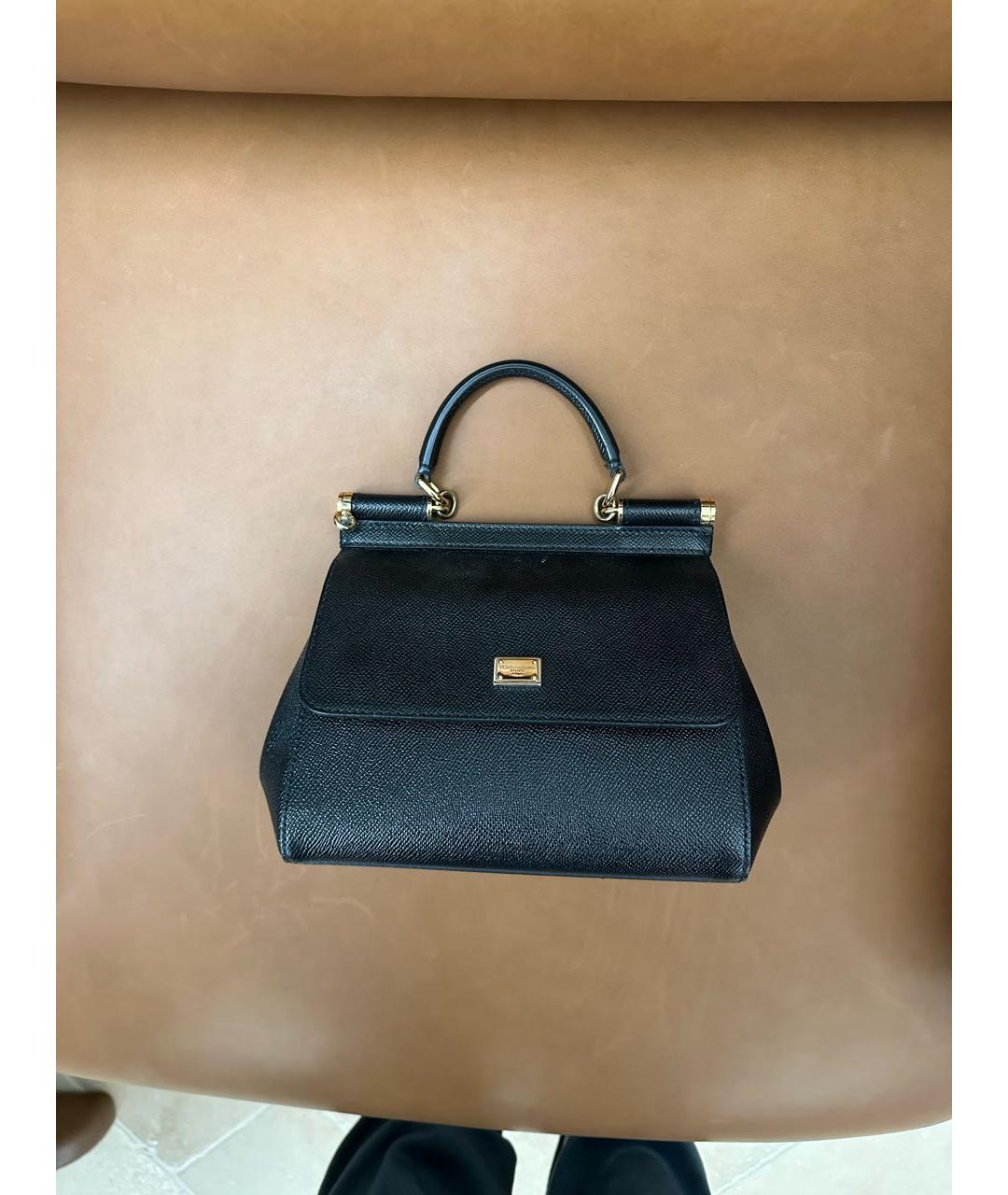 DOLCE&GABBANA Черная кожаная сумка через плечо, фото 6