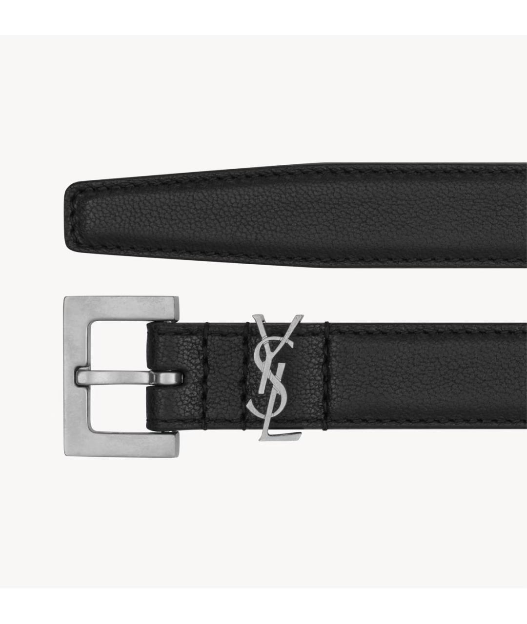 SAINT LAURENT Черный кожаный ремень, фото 2