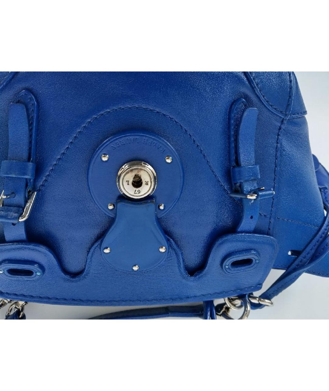 RALPH LAUREN Синяя кожаная сумка через плечо, фото 6