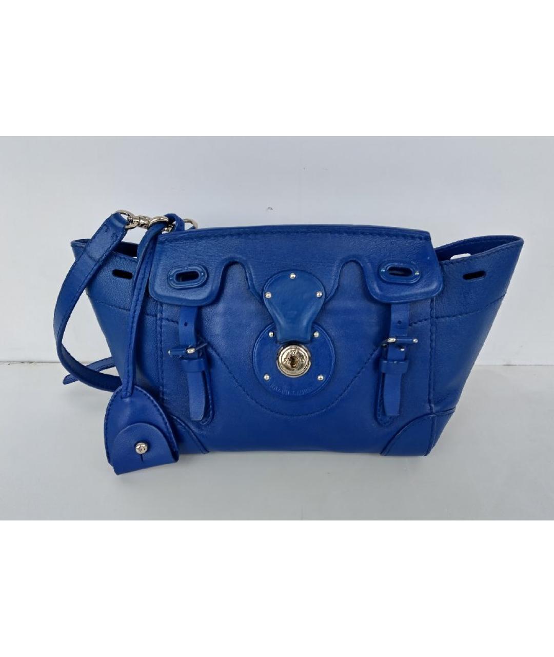 RALPH LAUREN Синяя кожаная сумка через плечо, фото 10