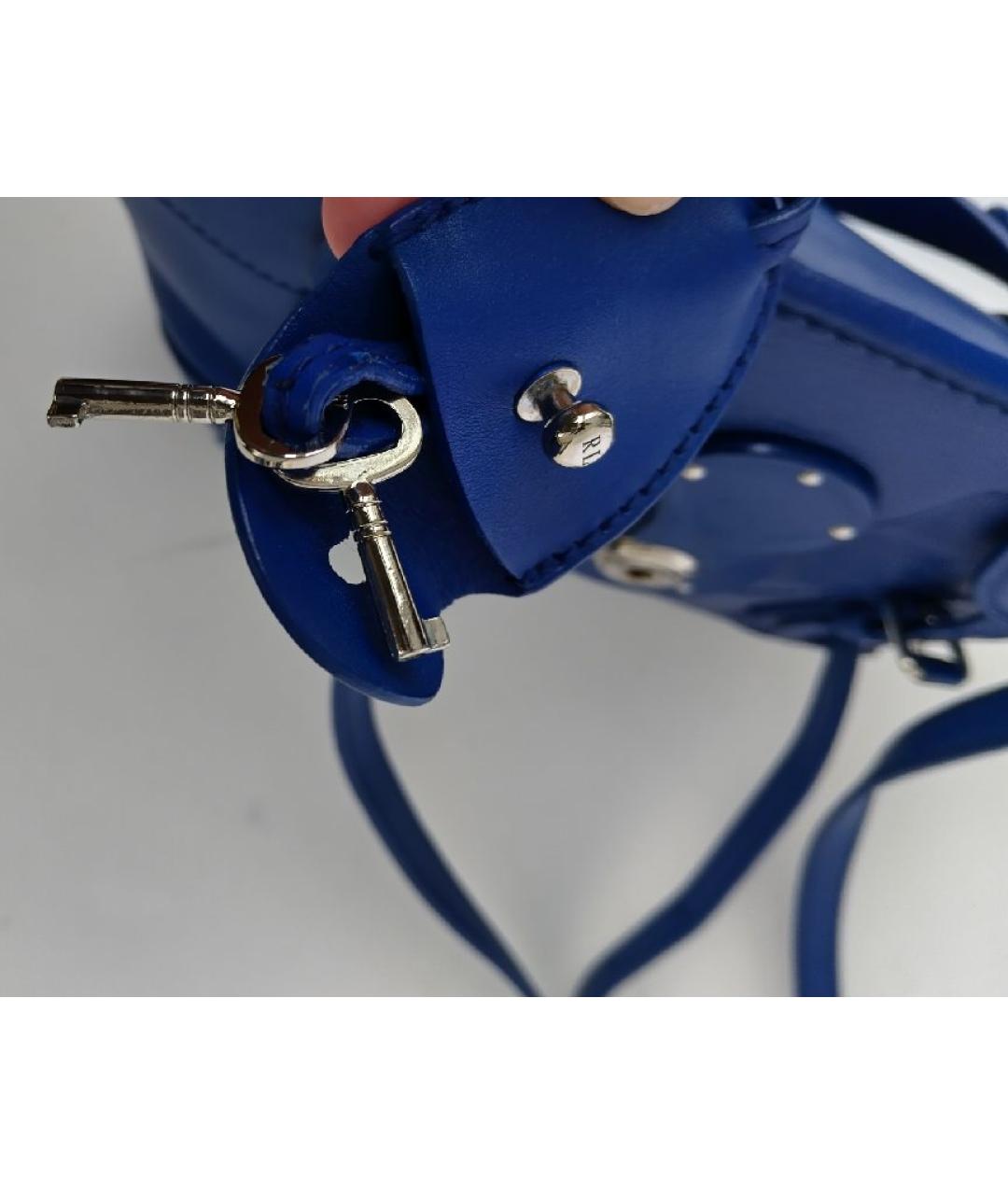 RALPH LAUREN Синяя кожаная сумка через плечо, фото 8