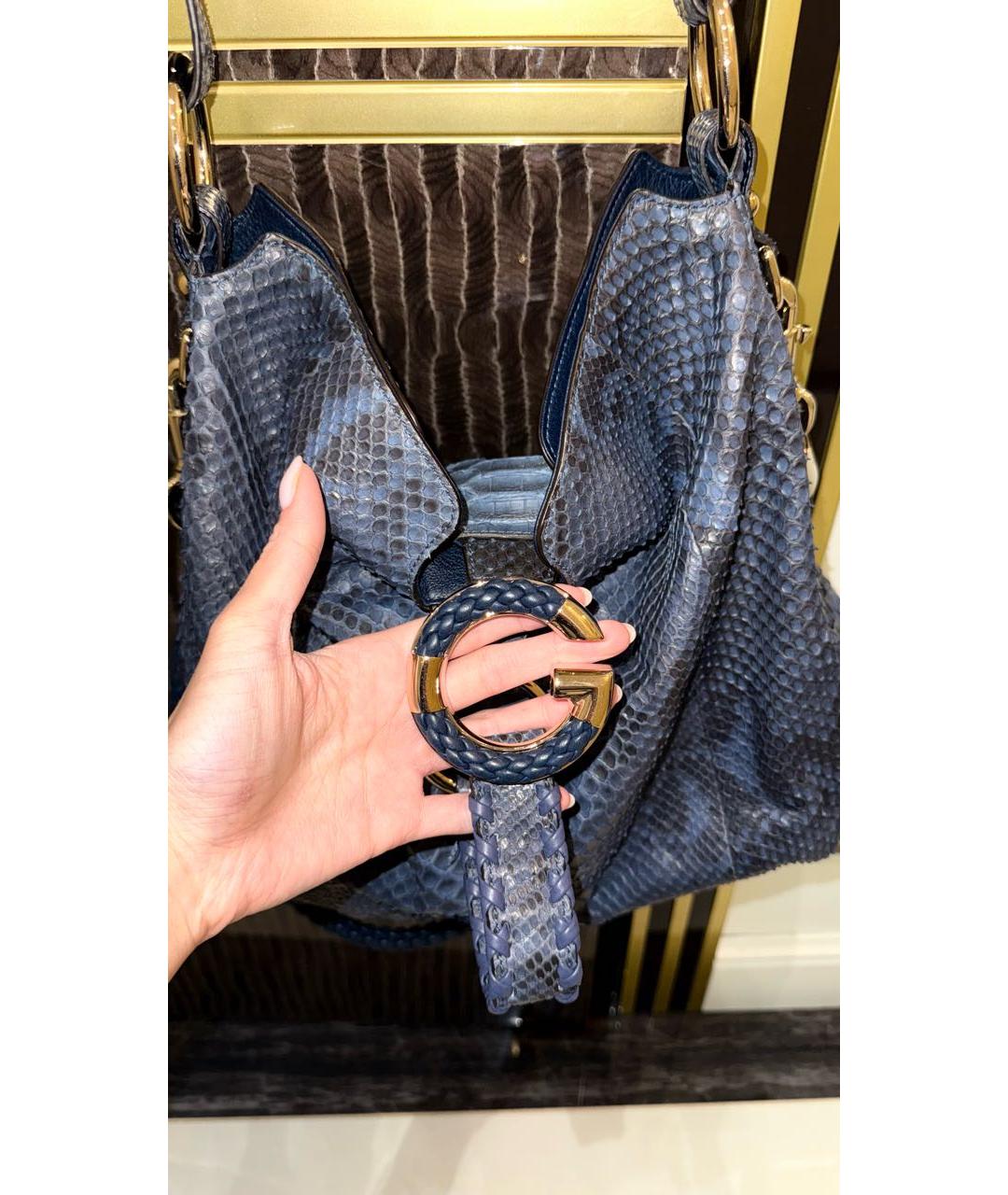 GUCCI Темно-синяя сумка через плечо из экзотической кожи, фото 2