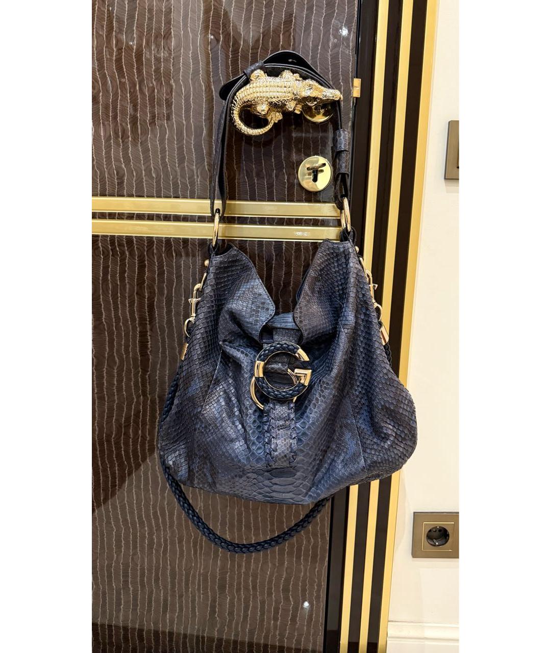 GUCCI Темно-синяя сумка через плечо из экзотической кожи, фото 5