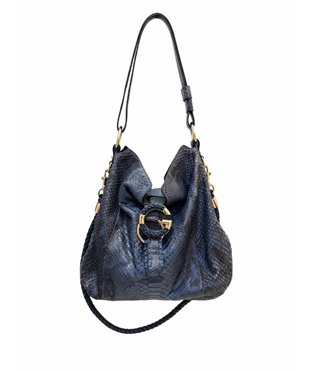 GUCCI Темно-синяя сумка через плечо из экзотической кожи, фото 1