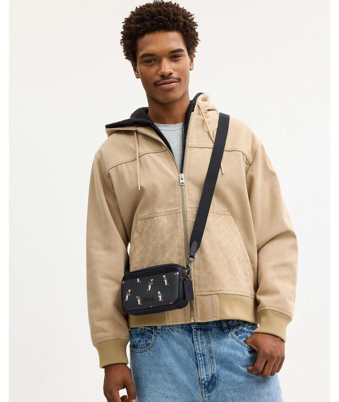 COACH Черная кожаная сумка через плечо, фото 6