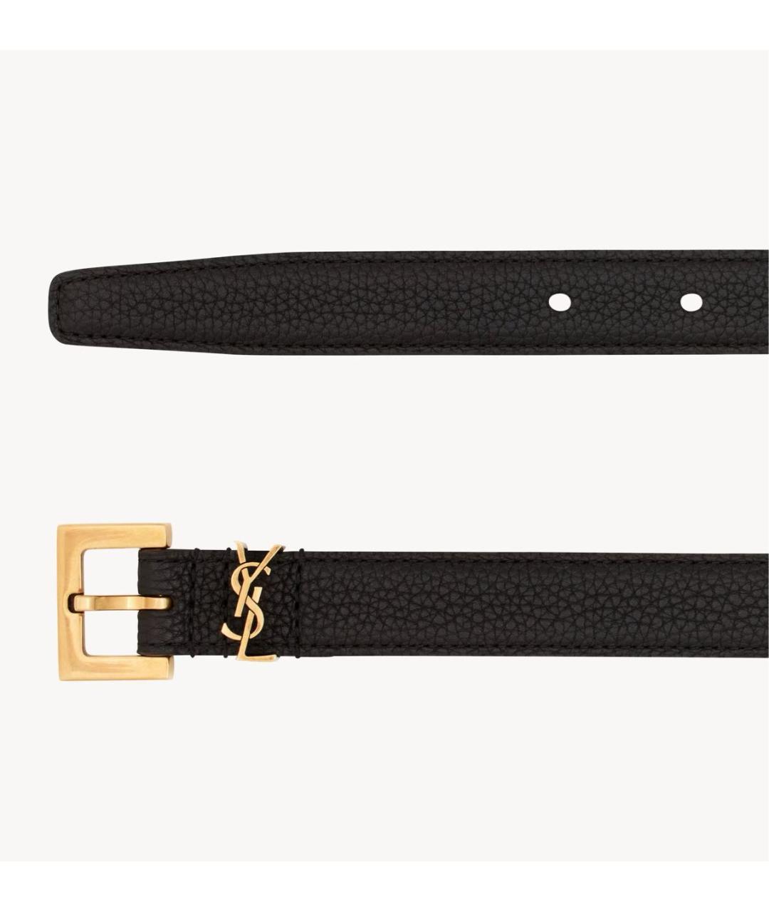 SAINT LAURENT Черный кожаный ремень, фото 2