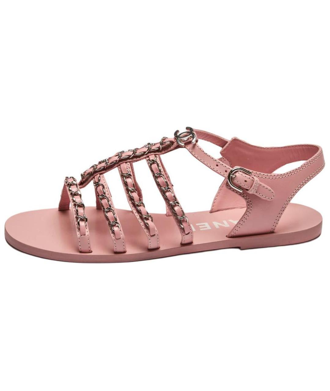 CHANEL Розовые кожаные сандалии, фото 6