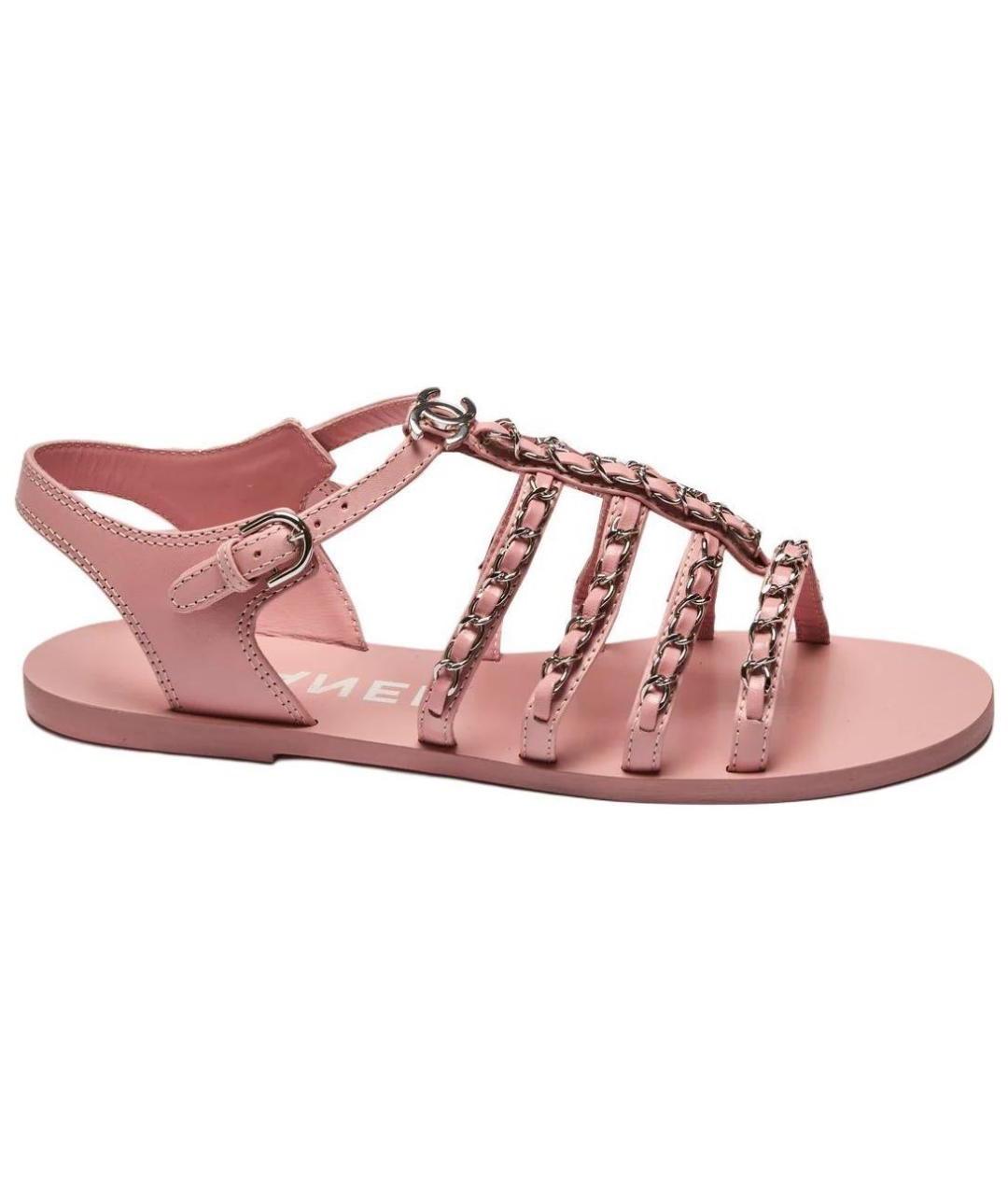 CHANEL Розовые кожаные сандалии, фото 1