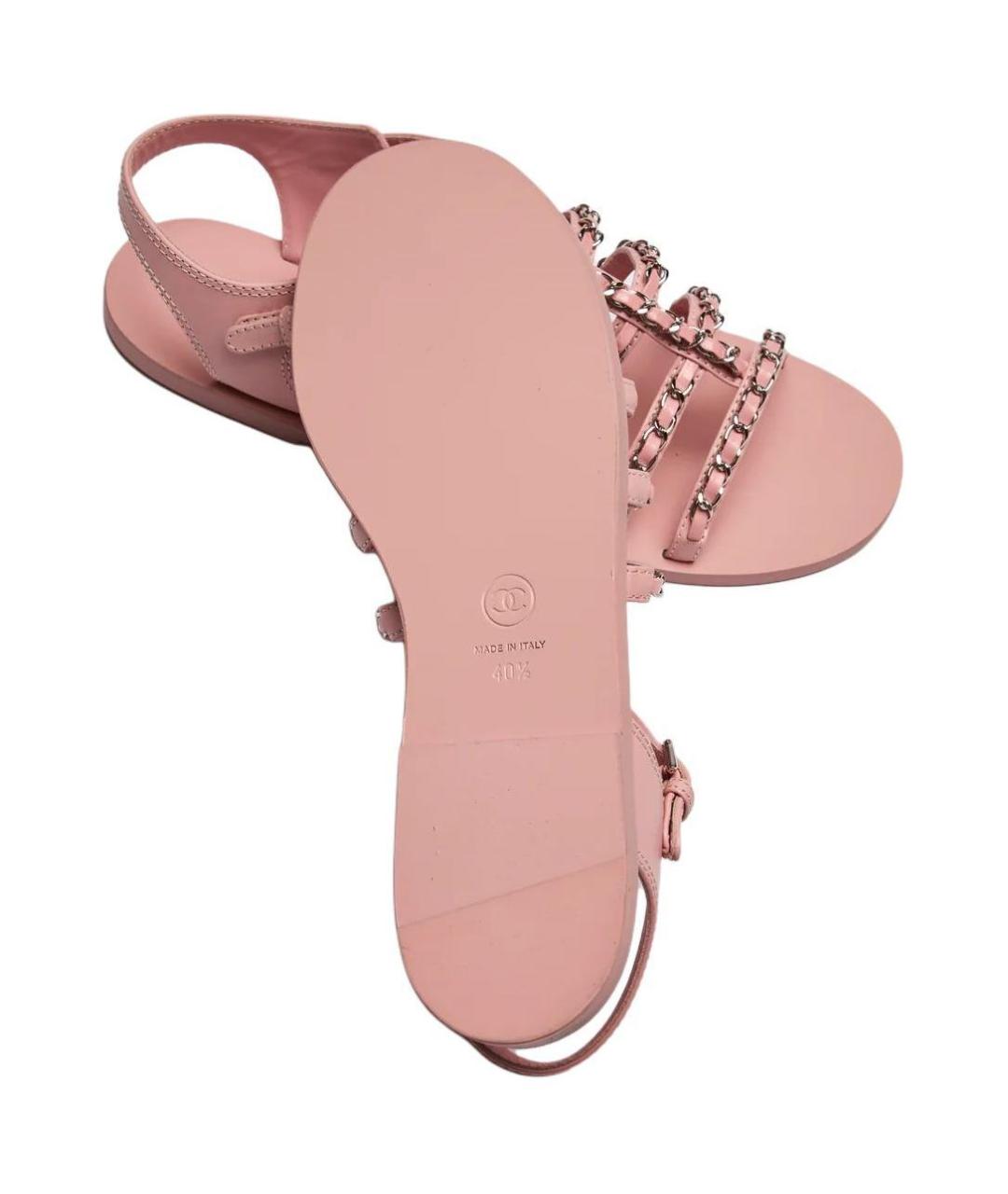 CHANEL Розовые кожаные сандалии, фото 5