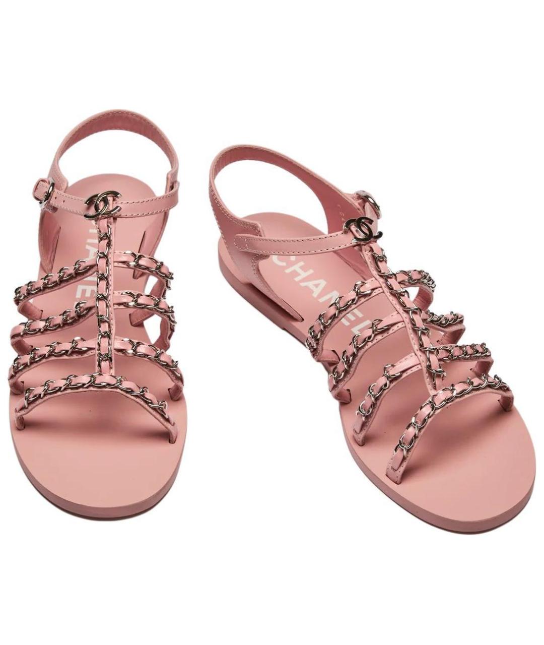 CHANEL Розовые кожаные сандалии, фото 3