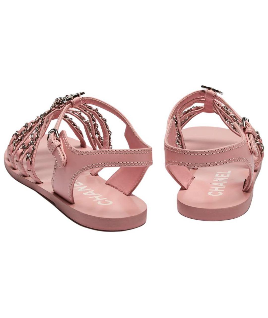CHANEL Розовые кожаные сандалии, фото 4