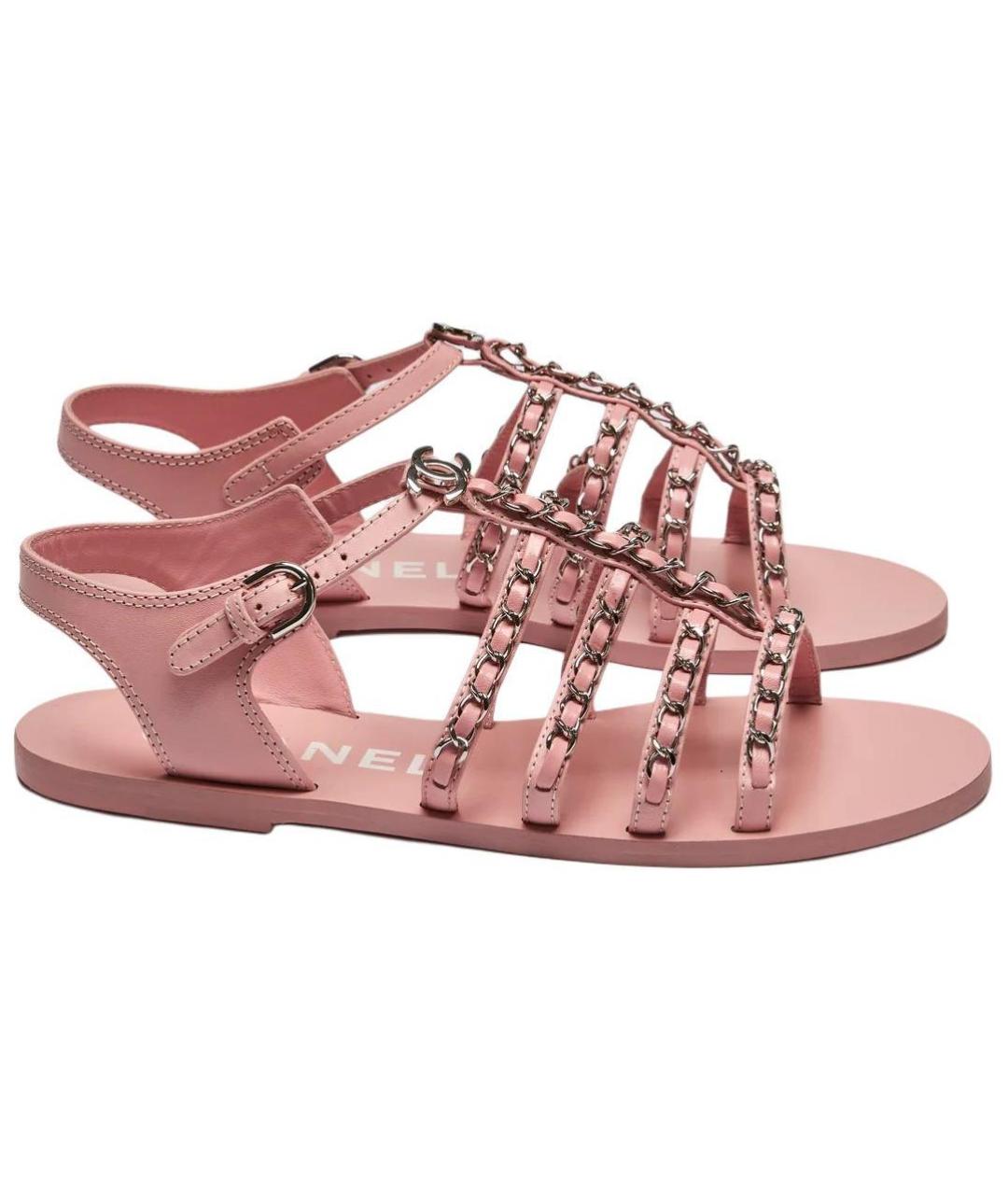 CHANEL Розовые кожаные сандалии, фото 2