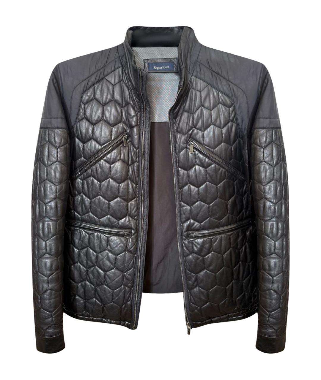 ZEGNA Черная кожаная куртка, фото 1