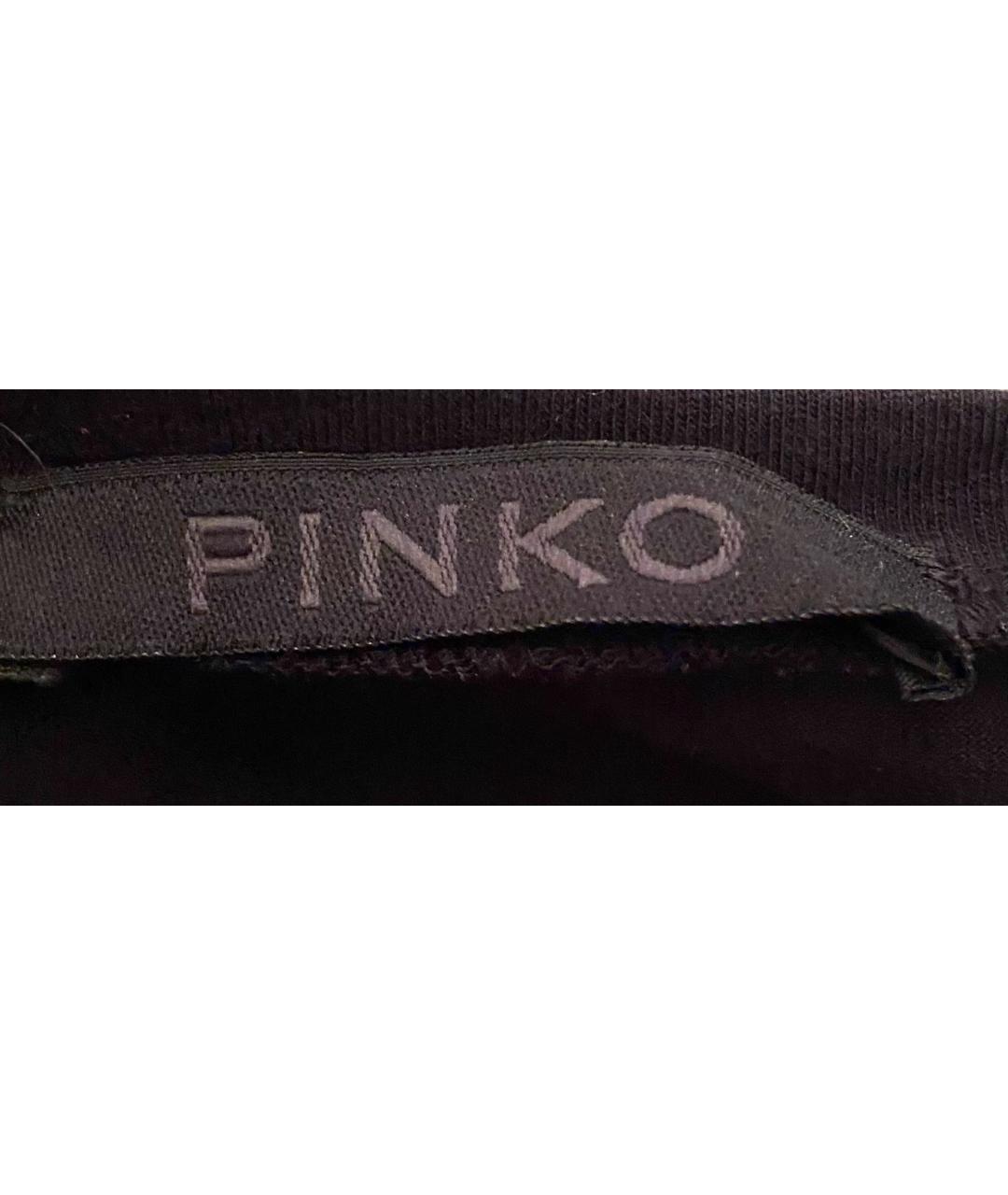 PINKO Черная хлопко-эластановая футболка, фото 4