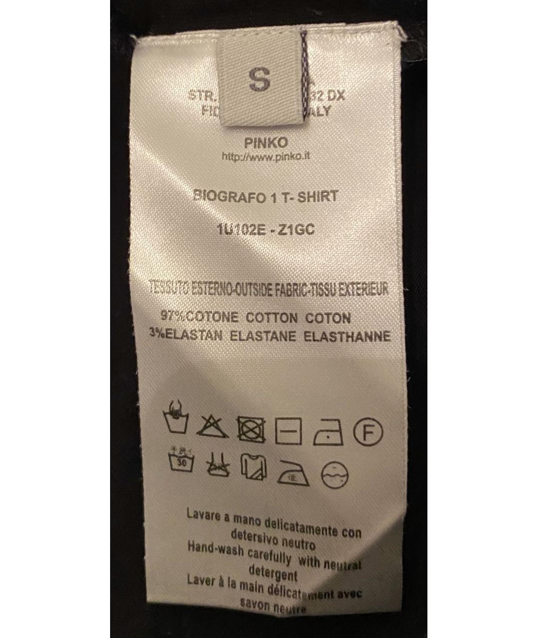 PINKO Черная хлопко-эластановая футболка, фото 5