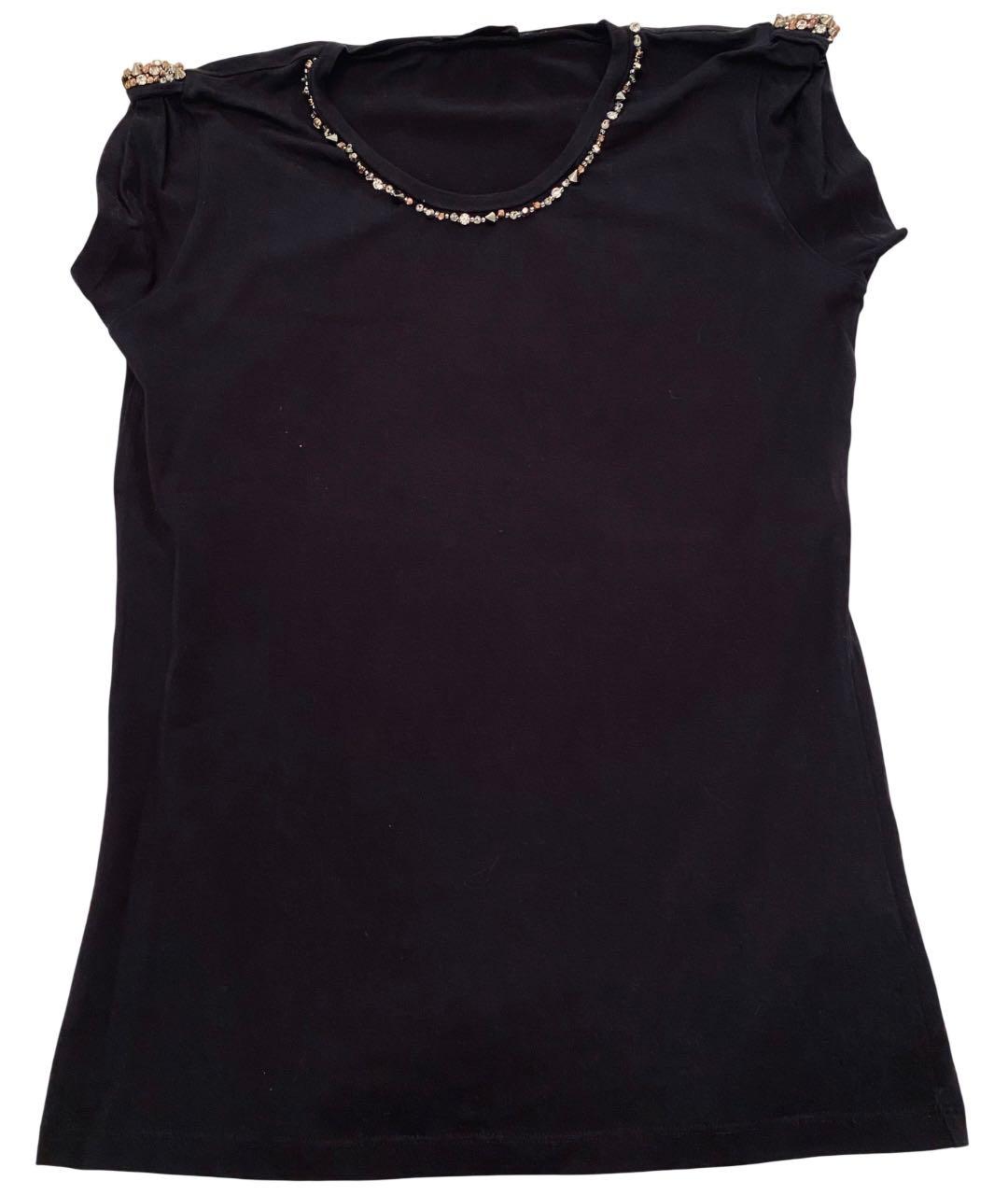 PINKO Черная хлопко-эластановая футболка, фото 1