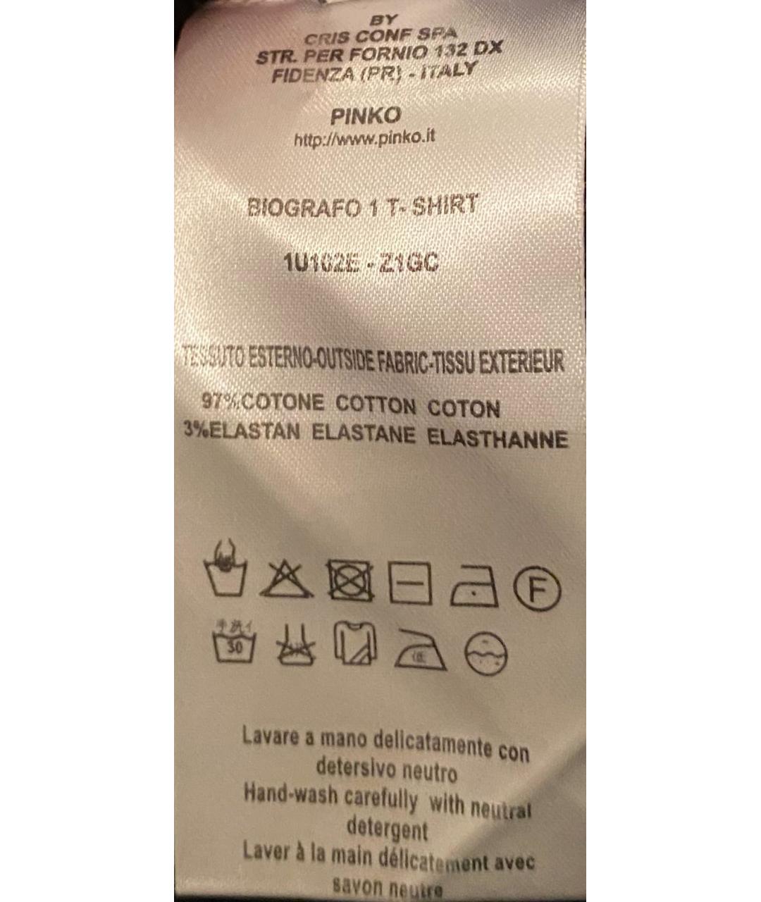 PINKO Черная хлопко-эластановая футболка, фото 6