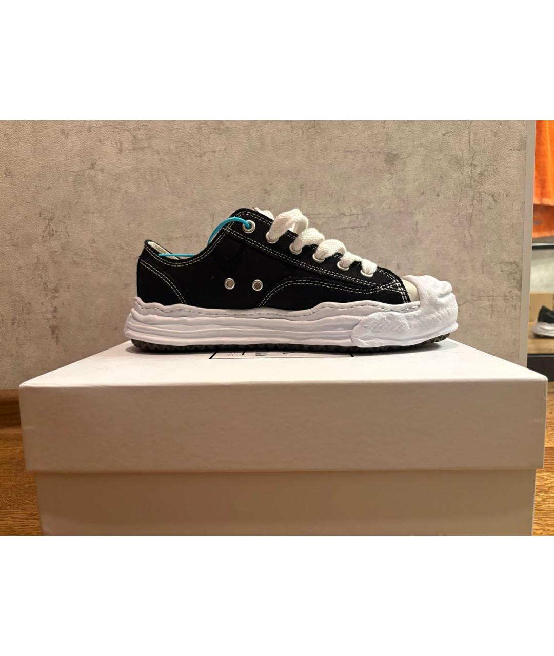 MAISON MIHARA YASUHIRO Черные текстильные низкие кроссовки / кеды, фото 4