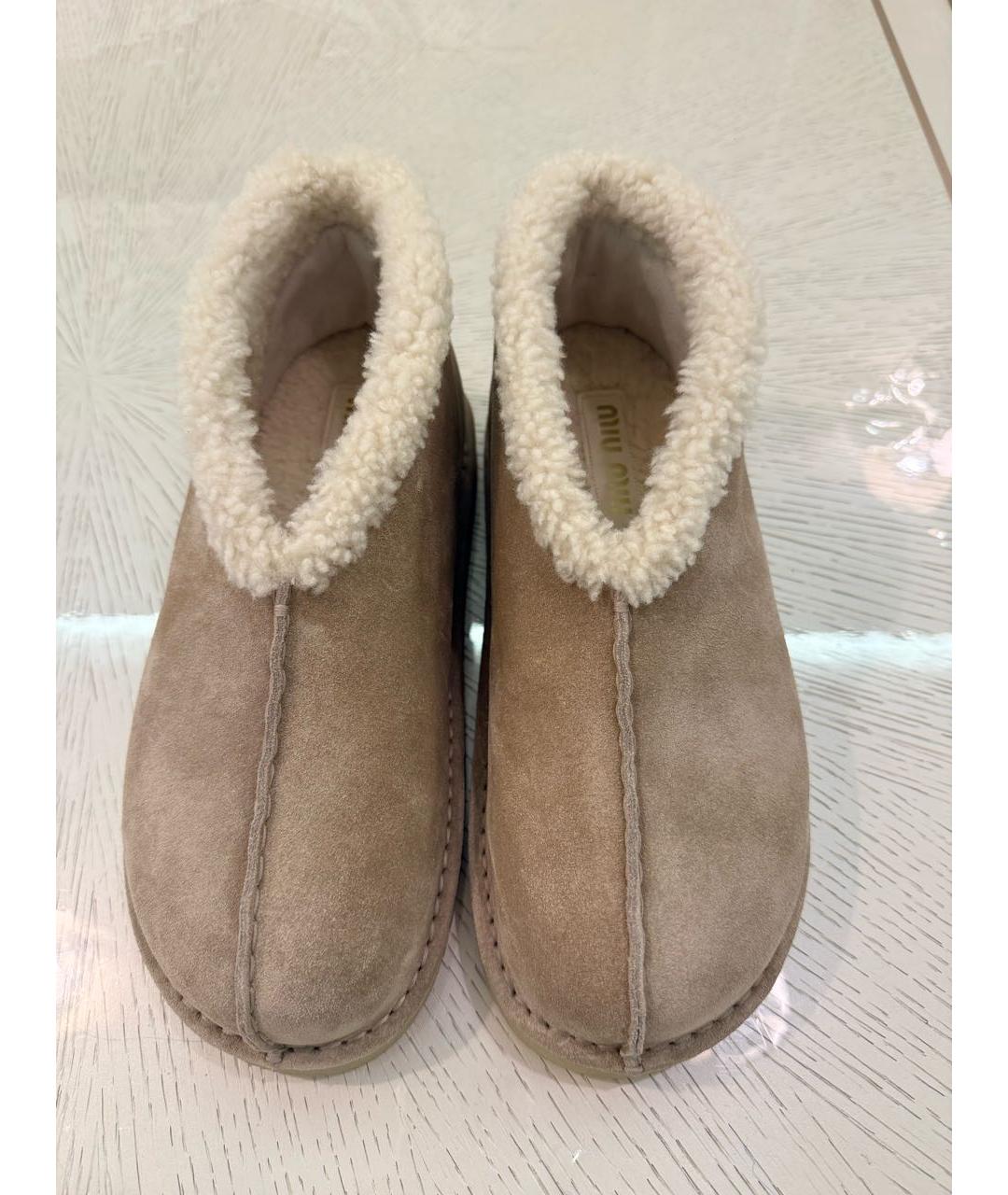 MIU MIU Бежевые замшевые полусапоги, фото 2