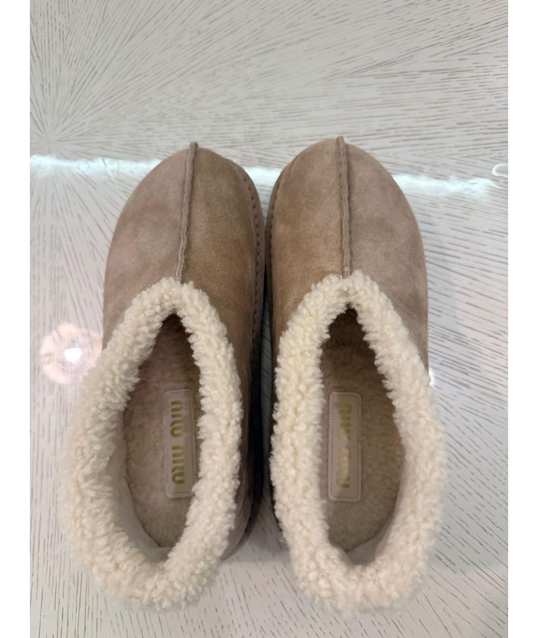 MIU MIU Бежевые замшевые полусапоги, фото 3
