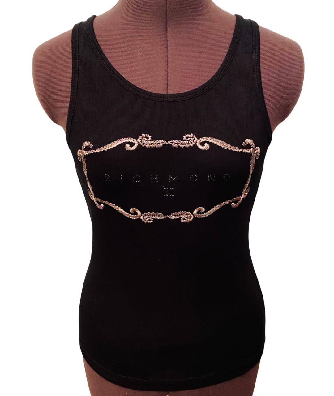 JOHN RICHMOND Черная хлопко-эластановая майка, фото 8