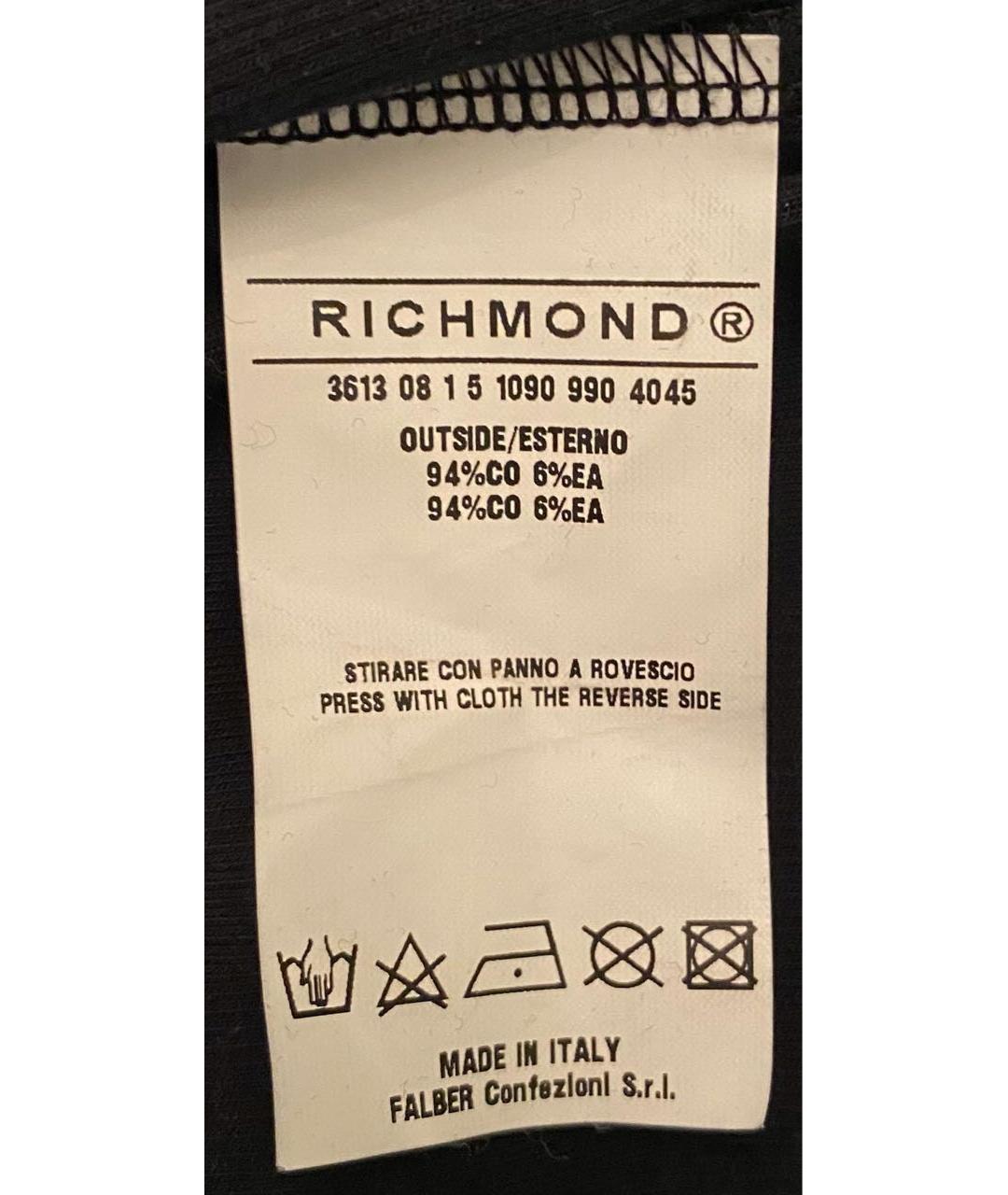 JOHN RICHMOND Черная хлопко-эластановая майка, фото 7