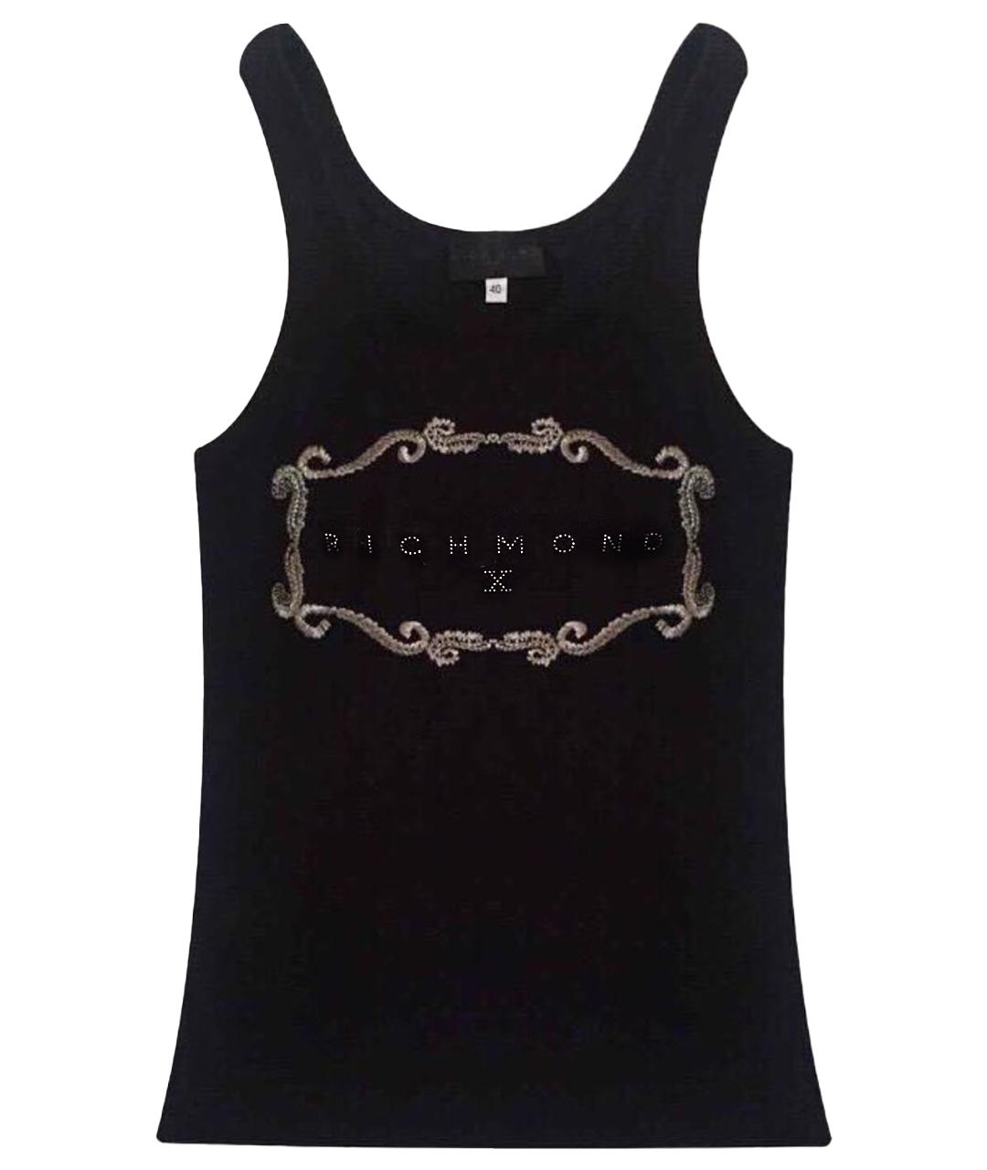 JOHN RICHMOND Черная хлопко-эластановая майка, фото 1