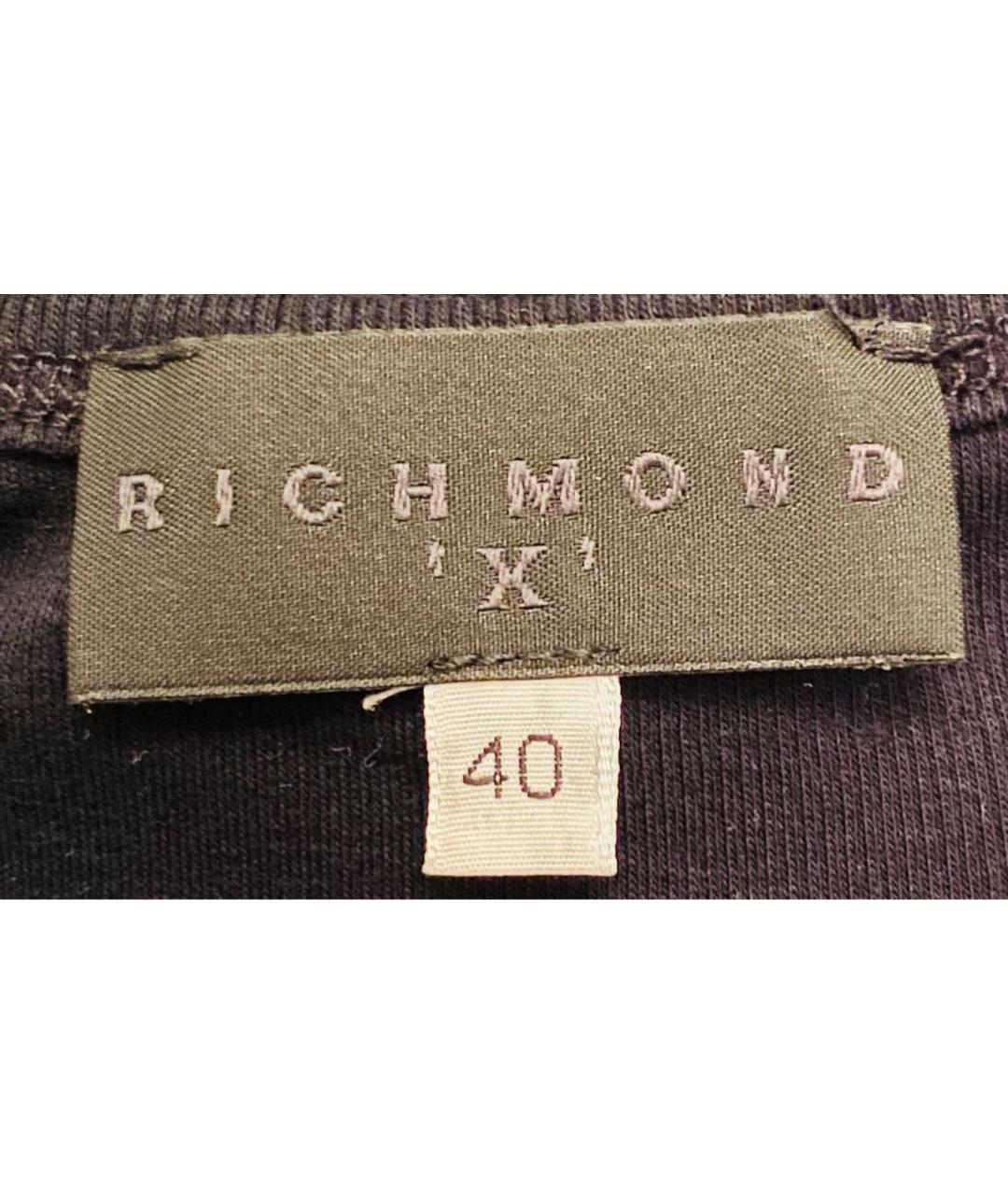 JOHN RICHMOND Черная хлопко-эластановая майка, фото 6