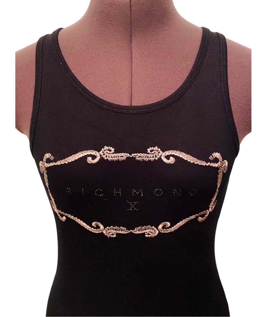 JOHN RICHMOND Черная хлопко-эластановая майка, фото 2