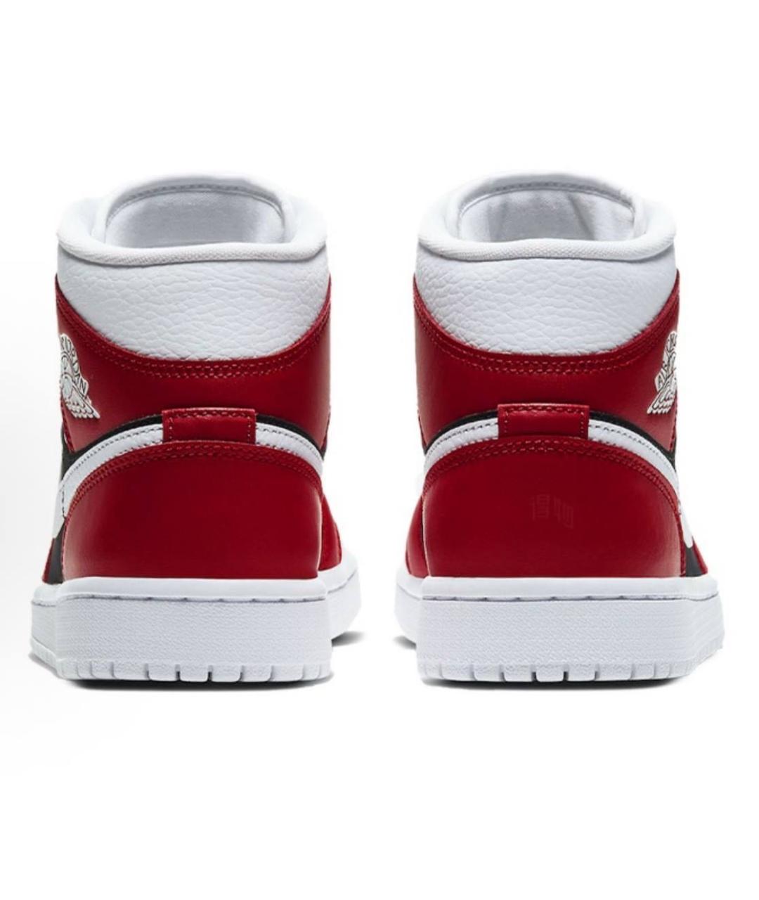 JORDAN Красные кожаные высокие кроссовки / кеды, фото 4