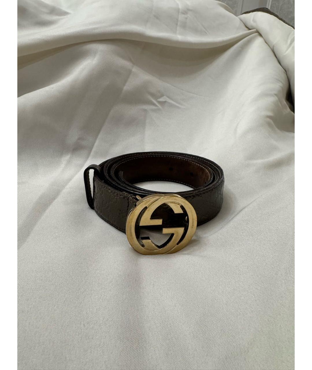 GUCCI Антрацитовый кожаный ремень, фото 9
