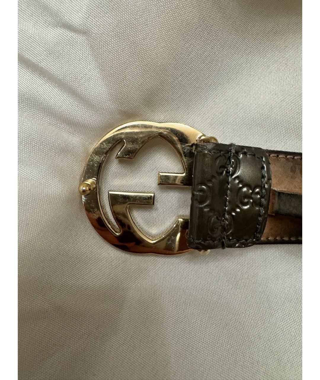 GUCCI Антрацитовый кожаный ремень, фото 7