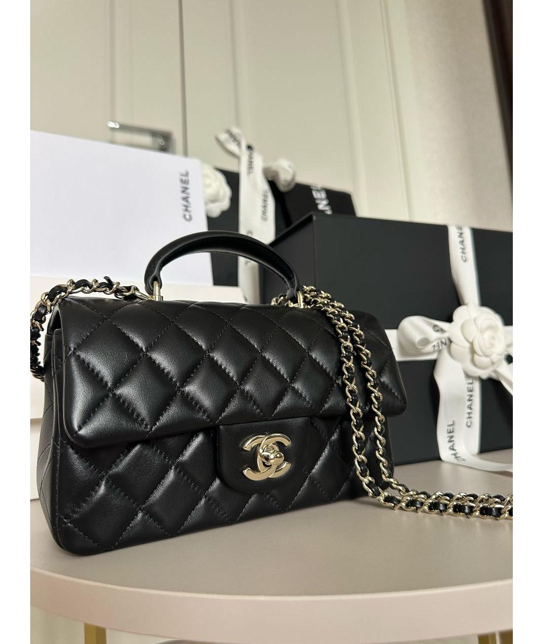 CHANEL Черная кожаная сумка через плечо, фото 2