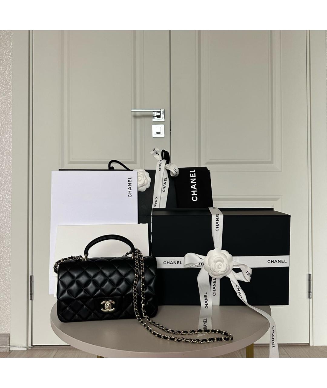 CHANEL Черная кожаная сумка через плечо, фото 5