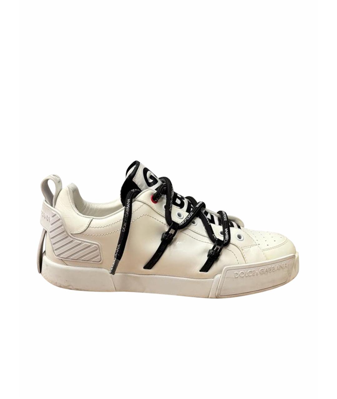 DOLCE&GABBANA Белые кожаные низкие кроссовки / кеды, фото 1