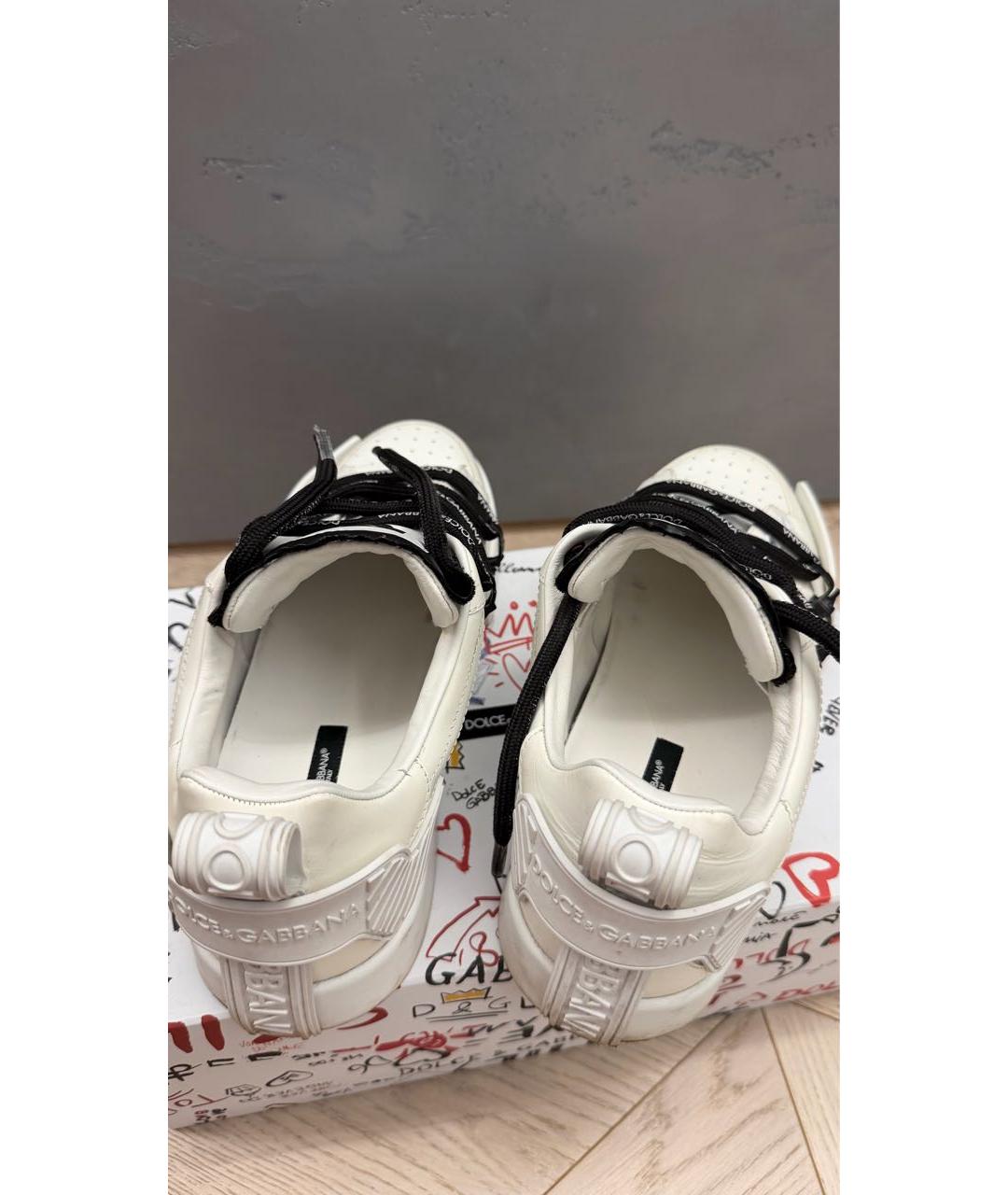 DOLCE&GABBANA Белые кожаные низкие кроссовки / кеды, фото 5