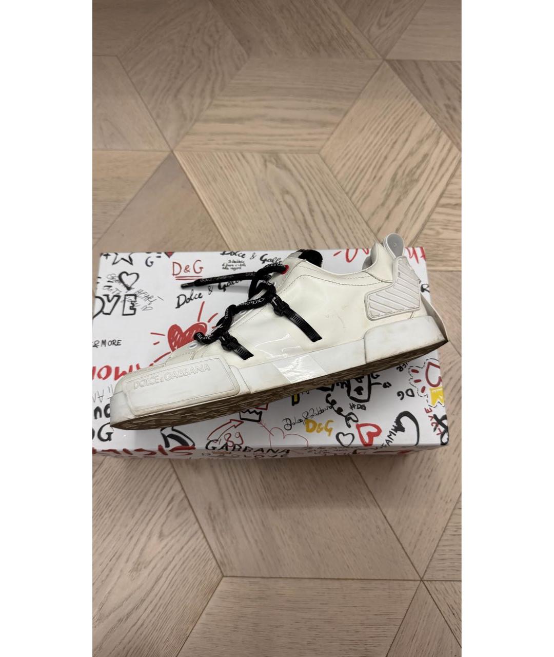 DOLCE&GABBANA Белые кожаные низкие кроссовки / кеды, фото 9
