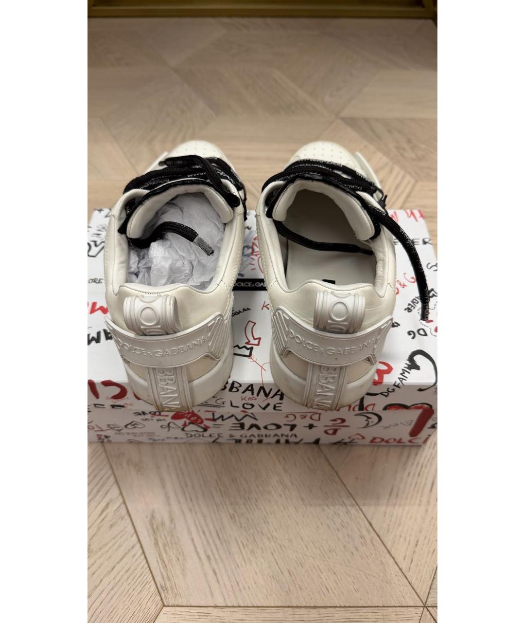 DOLCE&GABBANA Белые кожаные низкие кроссовки / кеды, фото 3