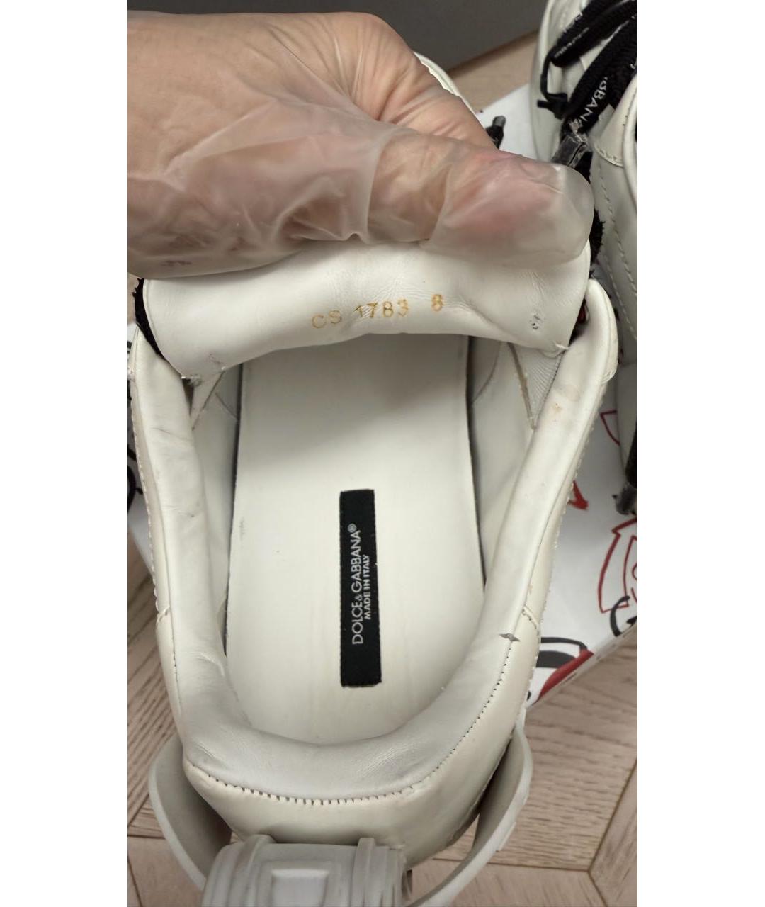 DOLCE&GABBANA Белые кожаные низкие кроссовки / кеды, фото 8