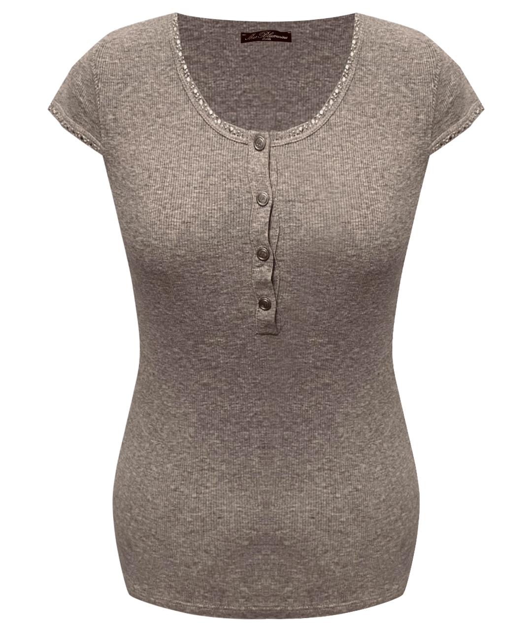 MISS BLUMARINE Серый хлопковый детская футболка / топ, фото 1