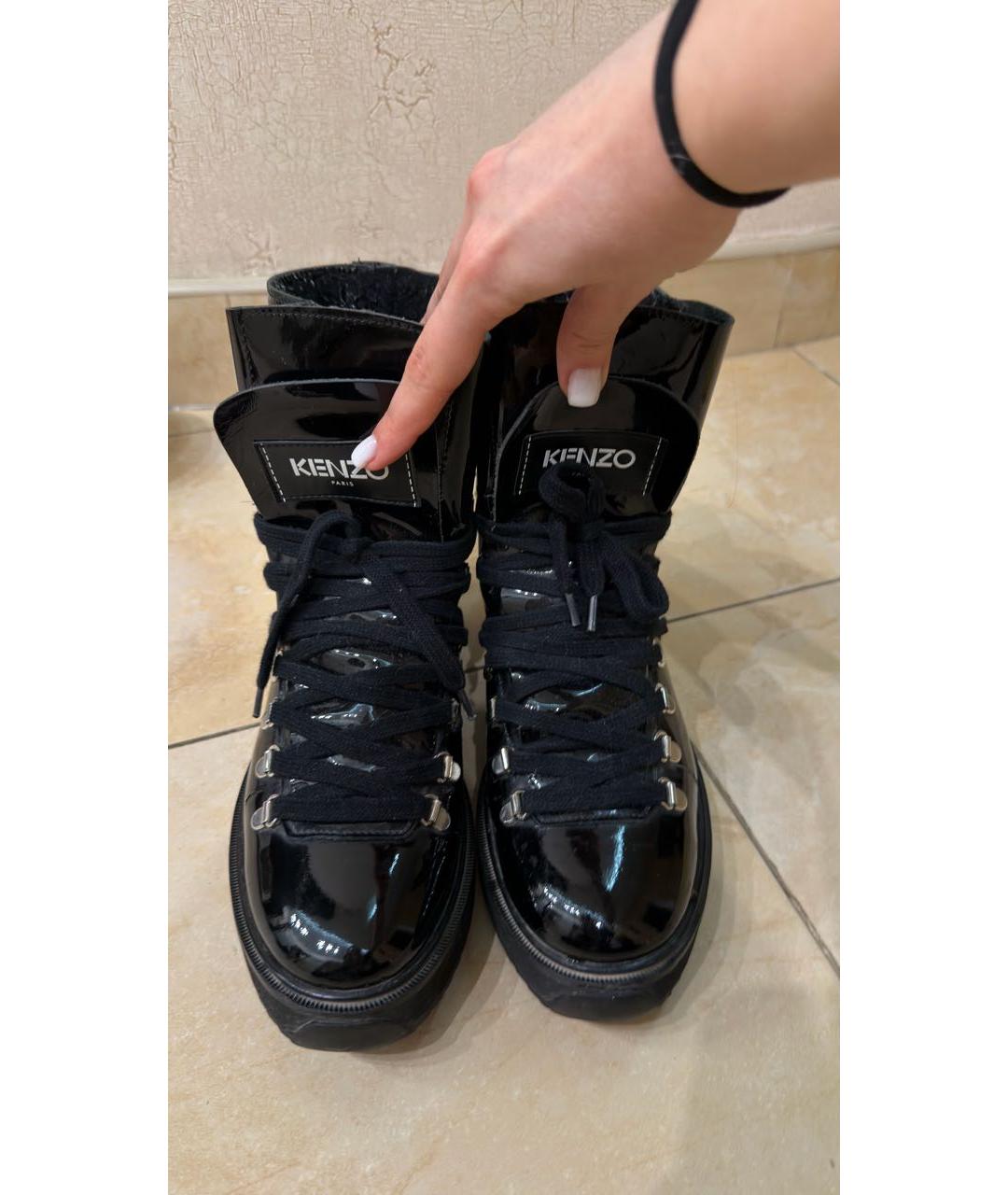 KENZO Черные ботинки из лакированной кожи, фото 2
