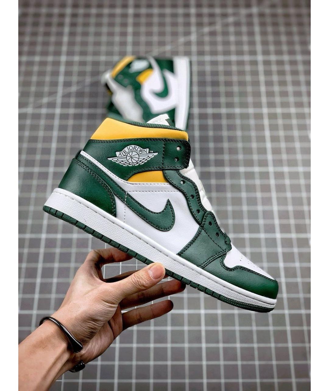 NIKE Зеленые высокие кроссовки / кеды, фото 3